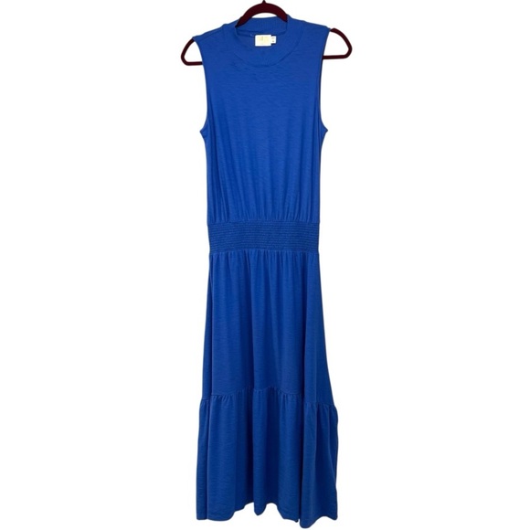 National LTD Barret 90’s Blue Bottle Sleeveless Mock Neck Midi Dress Women’s Med - Picture 6 of 11